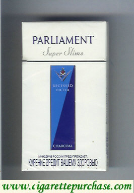 Parliament Super Slims Charcoal 100s cigarettes hard box